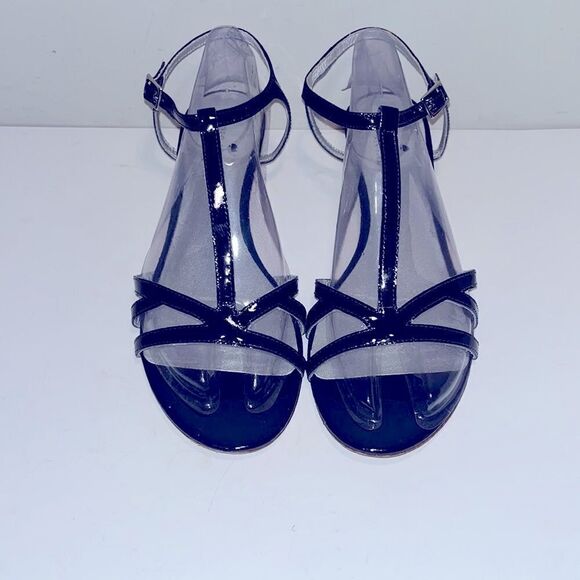 Kate Spade 1” leather wedge heels navy blue - Picture 4 of 12